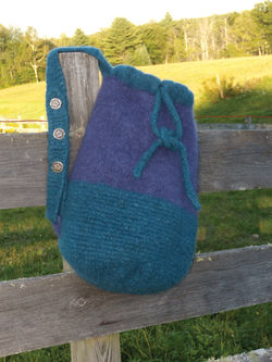 Penobscot Bay Felted Bag  Geo Rug Wool