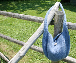 Crochet Felted Satchel  Geo Rug Wool