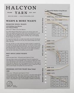 Warps and More Warps Sample Card  Wool and Linen Rug and Tapestry Warps