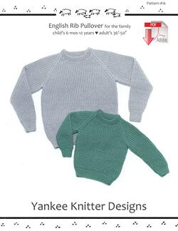 English Rib Pullover for children and adults - Yankee Knitter 