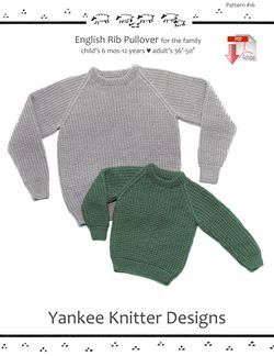 English Rib Pullover for children amp adults  Yankee Knitter   Pattern download