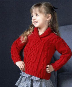 Kid's Shawl Collar Cabled Pullover