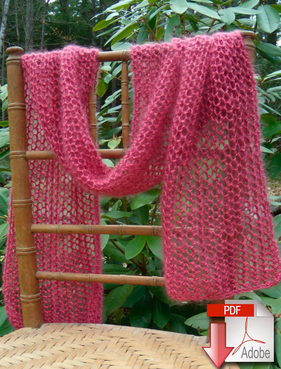 Knitting Patterns Silky Honeycomb Scarf  Download