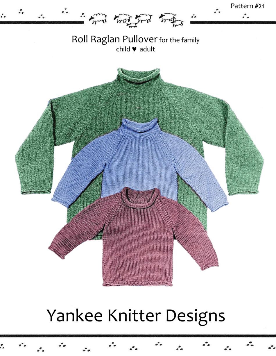 Knitting Patterns Roll Neck Raglan Sweater  Yankee Knitter 