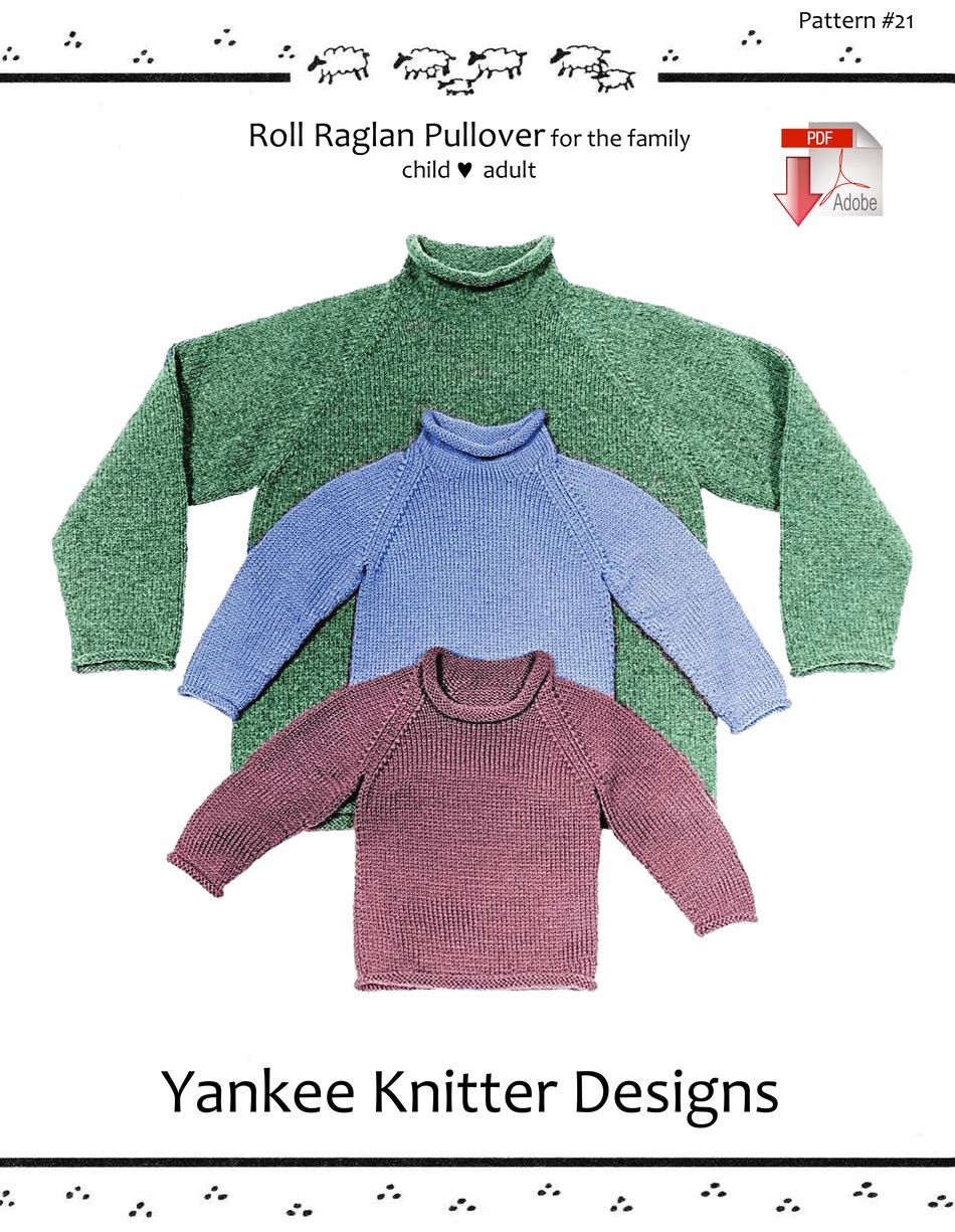 Knitting Patterns Roll Neck Raglan Sweater  Yankee Knitter   Pattern download