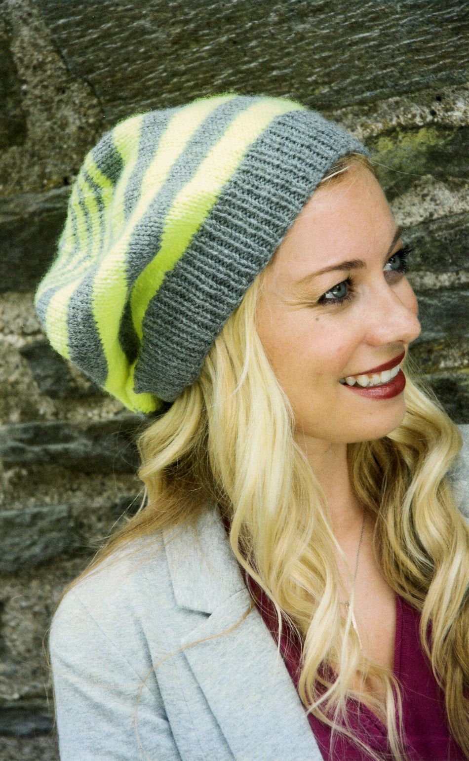 Knitting Patterns Multi Stripe Slouch Hat for the Family