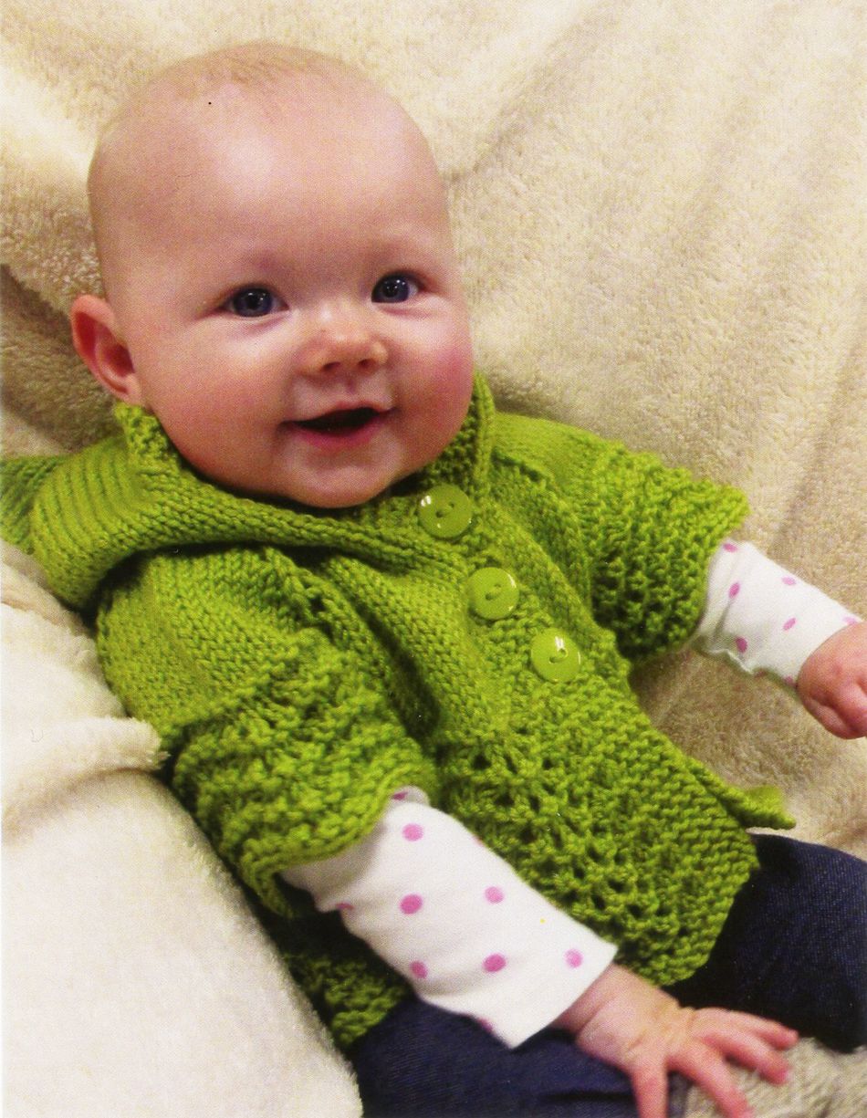 Knitting Patterns Lacy Baby Hoodie by Knitting Pure and Simple