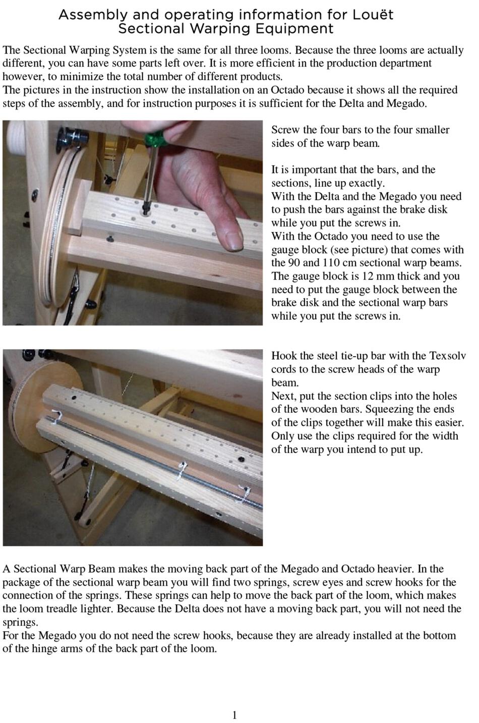 Weaving Equipment Louet Information on Sectional Warping
