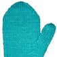 A close-up of the cozy Two-Way Botanica Mitten by Halcyon Yarn in a turquoise shade, showcased on a white background. This mitten, made with a simple knit stitch pattern, features a separate thumb section and is fun to knit.