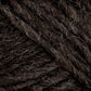 Close-up of dark brown Lopi Alafoss Icelandic Wool Yarn from Berroco, Inc., with lighter, off-white fibers interwoven. The texture appears thick and slightly rough, suitable for knitting or crochet projects like cozy felted mittens. The image highlights the intricate details and variations in the yarn's fibers.