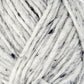 Close-up of a ball of Berroco, Inc.’s Lopi Alafoss Icelandic Wool Yarn in light gray with subtle dark flecks throughout. The texture appears soft and slightly fuzzy, with twisted strands clearly visible. Ideal for knitting or crochet projects, particularly those cozy Icelandic pullovers.