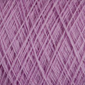 Close-up image of light purple JaggerSpun Maine Line 3/8 Yarn Mini-cone by Jagger Brothers, Inc., showing an intricate, crisscrossed pattern of threads. The texture appears soft and fuzzy, with the worsted spun yarn strands tightly intertwined.