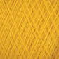 Close-up image of JaggerSpun Maine Line 2/8 Yarn | Mini-cone by Jagger Brothers, Inc., in a vibrant yellow color, tightly wound in a criss-cross pattern. The texture and neat arrangement highlight the visibility of the yarn's fibers, giving a sense of softness and intricacy ideal for knitting or weaving projects.