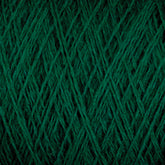 Close-up image of a spool of Jagger Brothers, Inc. JaggerSpun Maine Line 2/8 Yarn | Mini-cone in dark green, showing the detailed texture and interwoven fibers. The tightly wound strands create a pattern of crisscrossing lines and varying shades of green, highlighting the natural fuzziness ideal for knitting or weaving projects.