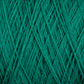 Close-up of a JaggerSpun Maine Line 2/8 Yarn mini-cone from Jagger Brothers, Inc. in a vibrant green, featuring tightly wound fibers that create an intricate crisscross pattern, ideal for knitting. The texture is soft and fuzzy, reflecting the fine details associated with worsted spun yarn.