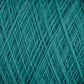 Close-up image of a teal-colored JaggerSpun Maine Line 2/8 Yarn | Mini-cone by Jagger Brothers, Inc. shows detailed fibers interwoven in a crisscross pattern, creating a textured and intricate design. Perfect for knitting or weaving projects, this yarn appears soft and slightly fuzzy.