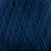 Close-up of JaggerSpun Maine Line 2/8 Yarn in dark blue from Jagger Brothers, Inc., showing tightly wound strands with intricate overlapping patterns and textures. The yarn has a slightly fuzzy appearance, ideal for knitting projects, enhancing its dense, rich hue.