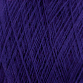 Close-up image of JaggerSpun Maine Line 2/8 Yarn | Mini-cone from Jagger Brothers, Inc., featuring deep purple worsted spun yarn intertwined in a crisscross pattern, showcasing the texture and individual fibers perfect for knitting.