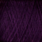 Close-up image of JaggerSpun Maine Line 2/8 Yarn Mini-cone by Jagger Brothers, Inc., showcasing a ball of dark purple, worsted spun yarn. The fibers are tightly wound, with visible strands crisscrossing each other, creating a textured and intricate pattern perfect for knitting or weaving projects.