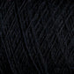 Close-up of JaggerSpun Superfine Merino 2/18 Yarn by Jagger Brothers, Inc. in a thick, tightly woven black yarn in worsted weight. The fibers have a slight texture and are arranged in a crisscross pattern, creating a dense and intricate surface, ideal for hand knitters working with merino wool.