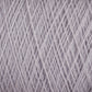 Close-up view of a ball of light gray Jagger Brothers, Inc. JaggerSpun Superfine Merino 2/18 Yarn | Mini-cone, showing tightly wound strands crisscrossing in various directions. The fine fibers create a textured, soft surface, perfect for knitting or crocheting projects.