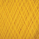 Close-up image of intertwined JaggerSpun Superfine Merino 2/18 Yarn | Mini-cone in vibrant yellow, formed into a crisscross pattern. The tightly wound fibers from Jagger Brothers, Inc. create a dense and textured surface, highlighting the detailed and intricate arrangement of the threads.