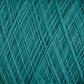 Close-up image of teal-colored JaggerSpun Superfine Merino 2/18 Yarn | Mini-cone by Jagger Brothers, Inc., displaying a detailed crisscross pattern of fibers. The texture appears soft and slightly fuzzy, showcasing the intricate weaving of the worsted spun yarn threads.