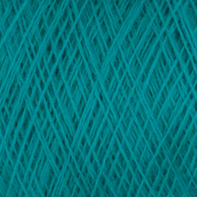 Close-up image of Jagger Brothers, Inc.'s JaggerSpun Superfine Merino 2/18 Yarn in turquoise, wound into a ball. The detailed pattern of intersecting and overlapping strands is ideal for hand knitters crafting with worsted weight.