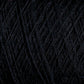 Close-up of JaggerSpun Zephyr Wool-Silk 2/18 Yarn by Jagger Brothers, Inc., showcasing its black yarn with a visible texture and interwoven strands forming a crisscross pattern. The slightly fuzzy surface highlights the luxurious fibrous nature of this premium blend, combining fine silk with Australian merino wool for unparalleled softness and quality in this large cone format.