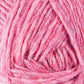 Close-up of a skein of Léttlopi (Lite Lopi) Icelandic Wool Yarn from Berroco, Inc., showcasing the texture of the tightly wound, soft strands. The yarn features varying shades of pink, creating a subtle gradient effect perfect for colorwork knitting.