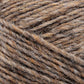 Close-up of Berroco, Inc.'s Léttlopi (Lite Lopi) Icelandic Wool Yarn in light brown with varying shades of tan, beige, and grey. The texture appears soft and woolly with individual strands twisted together, making it ideal for colorwork knitting and creating a slightly mottled pattern. Perfect for durable garments.