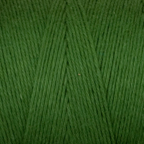 A close-up of the Great Northern Weaving Cotton Carpet Warp 8/4 reveals tightly wound, smooth yarn with a soft texture. The fibers, perfect for crafting cozy coverlets, are neatly aligned. The vibrant green shade is consistent and uniform, creating an appealing appearance.