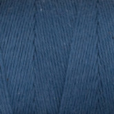 Close-up view of a spool of Great Northern Weaving's Cotton Carpet Warp 8/4 in blue. The image highlights the texture and fibers, showing the tight, even strands wound closely together. The yarn has a soft and slightly fuzzy appearance, perfect for weaving intricate coverlets or sturdy rag rugs.