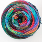 The Noro Ito yarn by Knitting Fever / Euro Yarns is a vibrant, multicolored wool worsted weight yarn featuring an array of shades like red, blue, green, purple, and yellow. Its coiled spiral pattern and dynamic color transitions create a visually appealing texture.