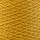 Close-up image of a mini-cone spool of Supreme Corp's 3/2 Pearl Cotton Yarn in bright yellow. The yarn is meticulously wound, showcasing a detailed pattern of intersecting strands. Its vibrant, cheerful color and versatile texture are clearly visible, emphasizing the yarn's softness and thickness.