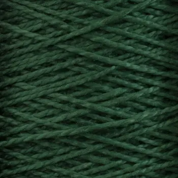 Close-up of dark green 3/2 Pearl Cotton Yarn wound into a ball, with individual strands tightly and uniformly wrapped. The texture appears soft and slightly fluffy, making it ideal for knitting or crocheting projects. This versatile yarn from Supreme Corp is perfect for creating intricate patterns and detailed designs.