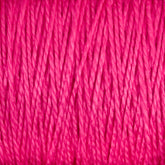 Close-up image of tightly wound pink 3/2 Pearl Cotton Yarn | Mini-cone by Supreme Corp. The texture and individual strands of this versatile mercerized cotton yarn are clearly visible, with a vibrant pink color that is evenly distributed throughout the fibers.