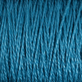 A close-up view of multiple strands of Supreme Corp's 3/2 Pearl Cotton Yarn | Mini-cone in blue, arranged vertically. The texture appears soft and slightly shiny, with tightly twisted threads creating a uniform, woven appearance.