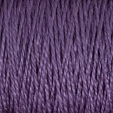 Close-up of the deep purple 3/2 Pearl Cotton Yarn from Supreme Corp, featuring mercerized cotton fibers that are tightly wound and neatly arranged in parallel strands. The texture appears soft and smooth, indicating a fine quality material suitable for knitting or crochet projects.