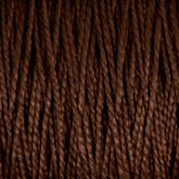 A close-up image of Supreme Corp's 5/2 Pearl Cotton Yarn on a large cone, showcasing thick, dark brown strands tightly wound together into a textured pattern. The fibers have a slightly glossy appearance, which beautifully highlights their intertwined structure and depth, epitomizing the versatility of this exceptional yarn.