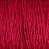 Close-up of Supreme Corp's 5/2 Pearl Cotton Yarn fibers tightly wound together, showcasing a rich and vibrant red color with a slightly glossy texture. The mercerized cotton fibers are twisted uniformly, creating a consistent pattern across the image—perfect for detailed weaving projects.