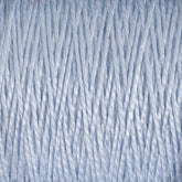 Close-up image of 5/2 Pearl Cotton Yarn in light blue by Supreme Corp, showing tightly wound strands with a slight sheen. The texture and individual fibers are visible, creating a soft, smooth pattern. Perfect for weaving projects, this mercerized cotton yarn on a mini-cone appears to be of medium thickness.