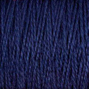 Close-up image of Supreme Corp's 5/2 Pearl Cotton Yarn | Large Cone in dark blue. The strands are closely packed and displayed vertically, showcasing a slightly textured, twisted pattern. This versatile yarn is deep and rich in color with subtle variations in shading, making it perfect for any project requiring quality materials.