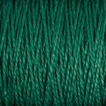 Close-up image of tightly wound, emerald green 5/2 Pearl Cotton Yarn from Supreme Corp, showcasing its smooth texture and slight shine. The fibers are uniform in thickness, creating a consistent and orderly pattern.