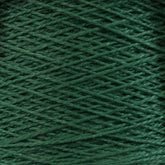 A close-up of Supreme Corp's 5/2 Pearl Cotton Yarn | Large Cone, showcasing its deep green hue and mercerized finish. The yarn is wound in a crisscross pattern, with tightly bound strands creating a soft yet dense texture. The rich emerald color remains uniform across the surface.