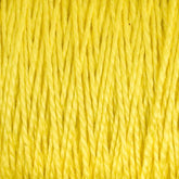 A close-up of the vibrant yellow 5/2 Pearl Cotton Yarn from Supreme Corp. The yarn is tightly wound and displays a slightly glossy texture. The fibers are consistent in thickness, providing a uniform appearance across the image. This versatile yarn on the large cone is perfect for various crafting projects.