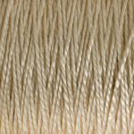 Close-up image of the 5/2 Pearl Cotton Yarn from Supreme Corp in beige, mercerized cotton strands densely packed together, showcasing the texture and slight sheen of the fibers. The threads run vertically, parallel to each other, with the image focusing on the intricate details and smoothness of this versatile yarn material available in a large cone.