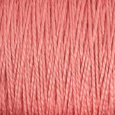 Close-up view of a bundle of Supreme Corp's 5/2 Pearl Cotton Yarn | Large Cone in pink, showcasing its soft and slightly twisted texture. The yarn appears thick and smooth, suitable for knitting or crochet projects. The image highlights the even consistency and subtle sheen of this versatile yarn's fibers.