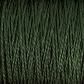 Close-up view of 5/2 Pearl Cotton Yarn in dark green, neatly lined up to showcase the texture and thickness of this supreme quality fiber by Supreme Corp.