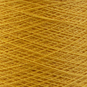 Close-up image of a spool of yellow 10/2 Pearl Cotton Yarn from Supreme Corp., showing intricate crisscrossing threads in a tightly wound pattern. The texture is uniformly smooth, and the vibrant colorfast quality of the versatile yarn is consistent throughout the image.